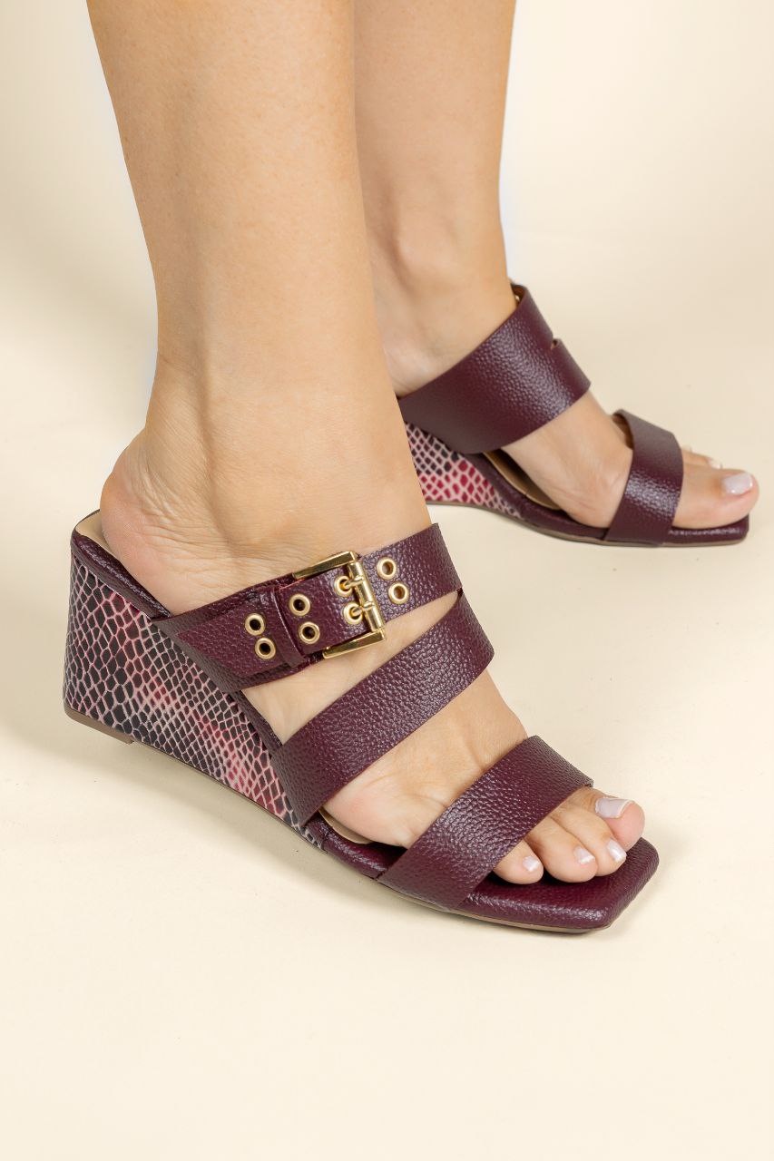 Sandalia Siena Cuero Cafe - Tacón corrido 6.5 cms- Carolina Laiton