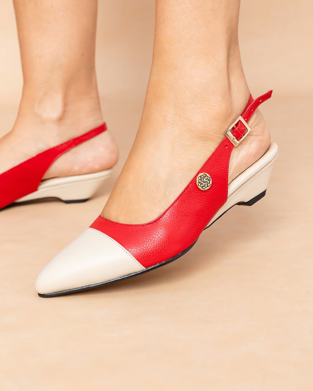 Stiletto bicolor Cuero Colores Combinados - Tacón 3.5 cms- Carolina Laiton