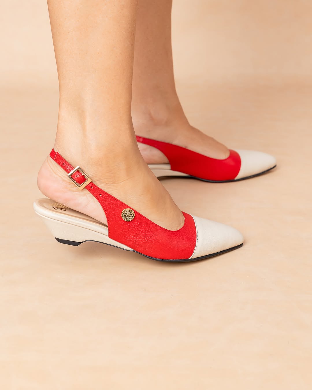 Stiletto bicolor Cuero Colores Combinados - Tacón 3.5 cms- Carolina Laiton