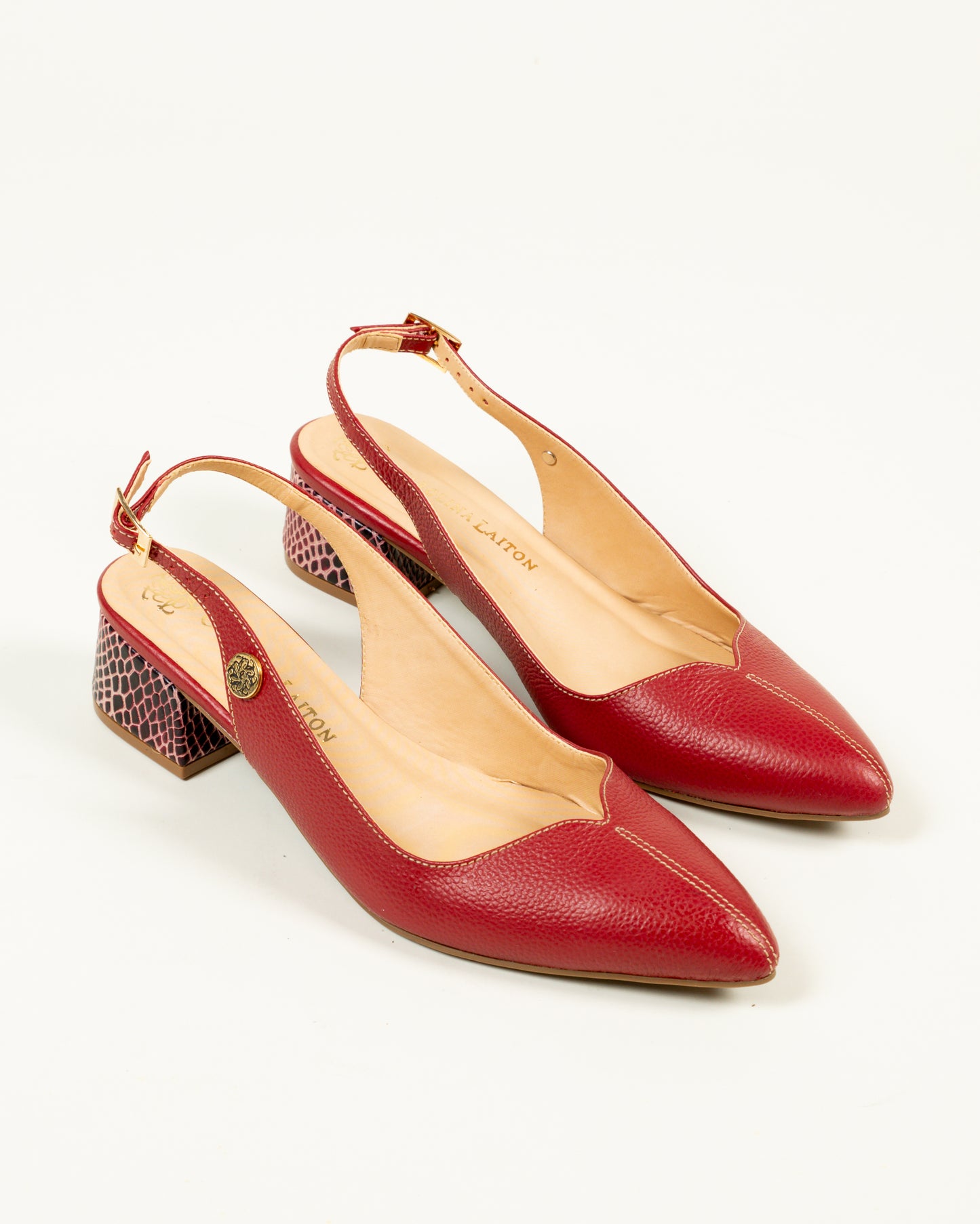 Stiletto Briana  Cuero Borgoña- Tacon 3.5 cms- Carolina Laiton