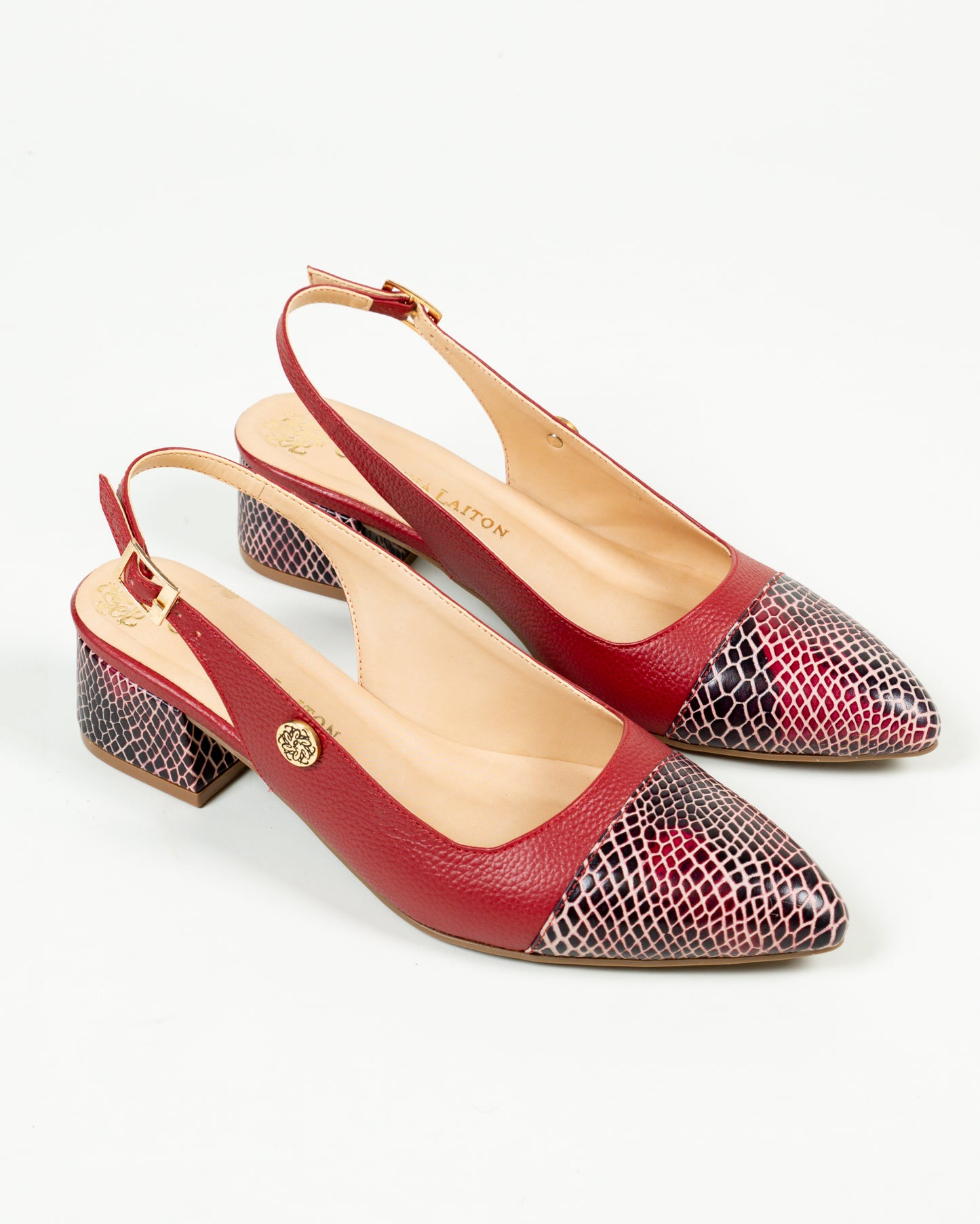 Stiletto Carla Cuero Borgoña - Tacón 3.5 cms- Carolina Laiton