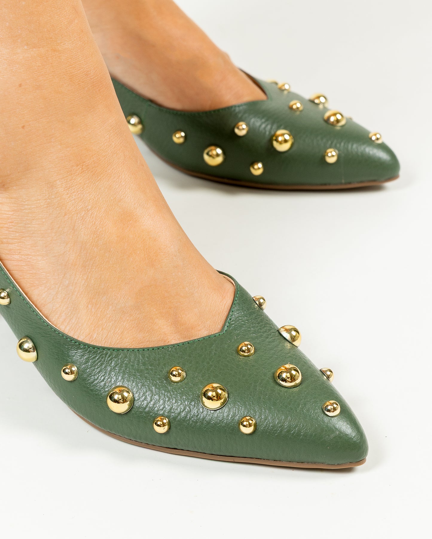Stiletto Dara Cuero Verde - Tacon 3.5 cms- Carolina Laiton