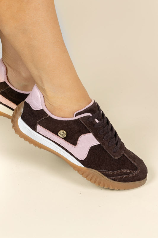 Tenis Soul Cuero Cafe x Rosa- Carolina Laiton