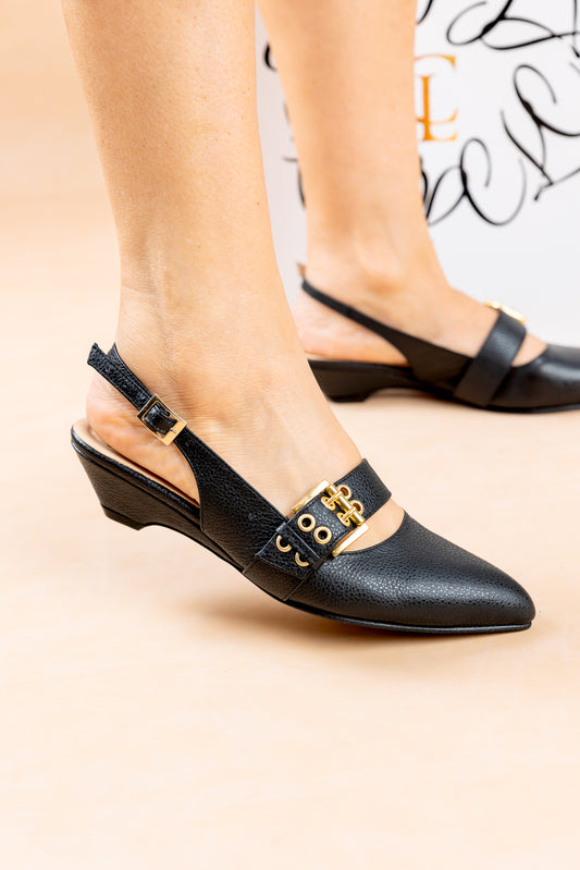 Stiletto Andy - Cuero Negro - Tacon kitten heel 3.5 cms - Carolina Laiton