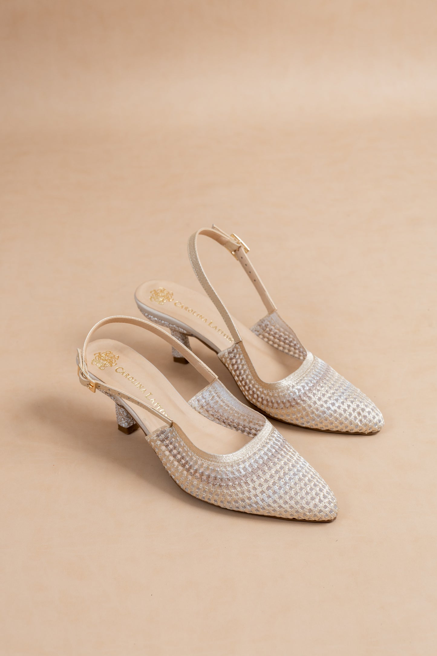 Stiletto Rosalia - Bordado champaña - Tacón 3.5 cms - Carolina Laiton