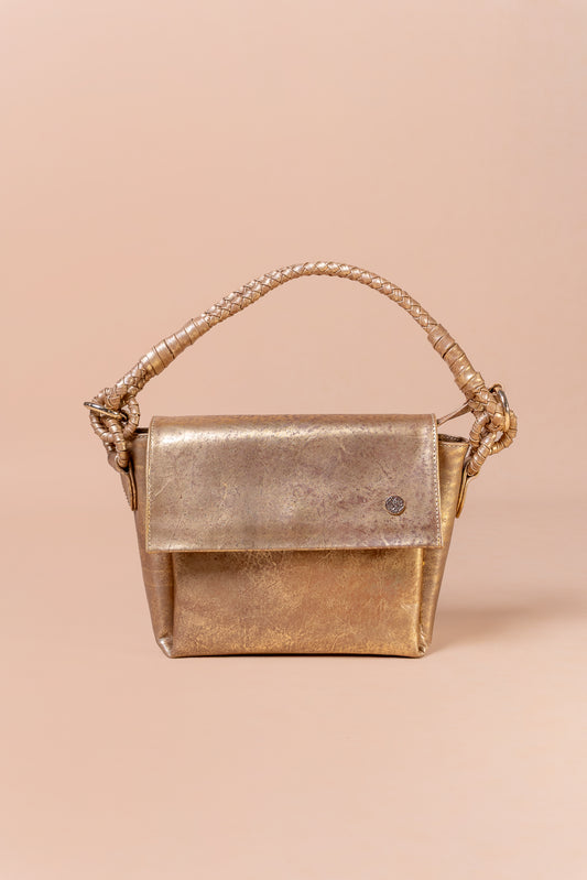 Bolso Sol en Cuero Oro envejecido - Carolina Laiton