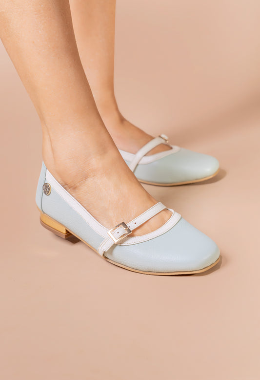 Baleta Aura Cuero Menta- Carolina Laiton