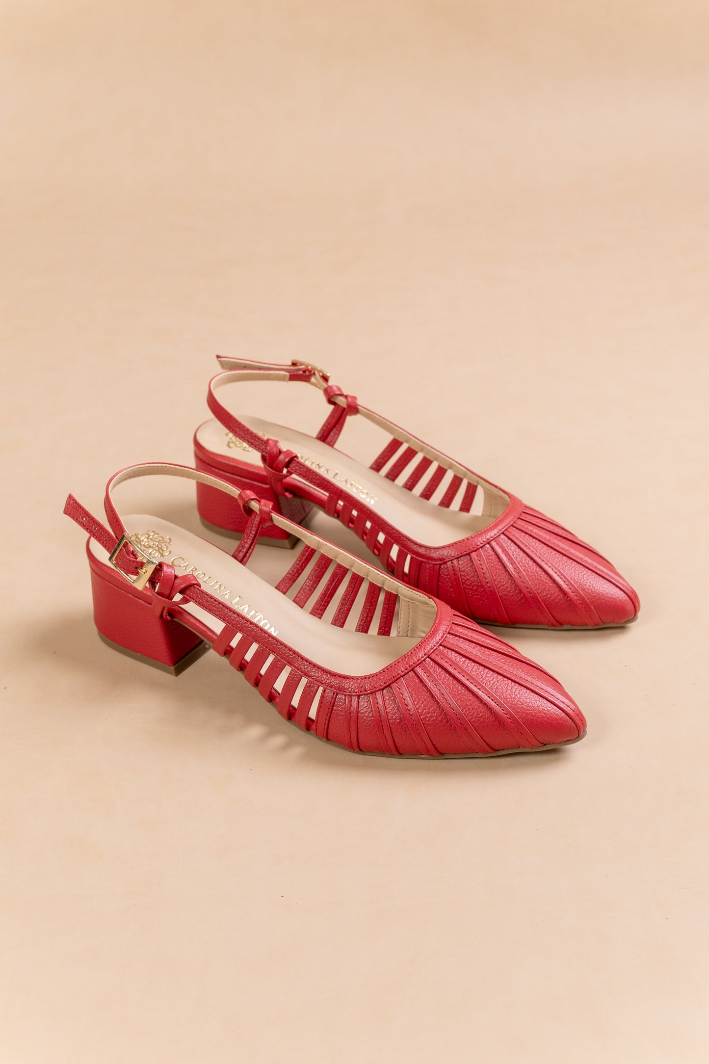 Stiletto Tere Cuero Rojo - Tacon kitten heel 5.5 cms- Carolina Laiton