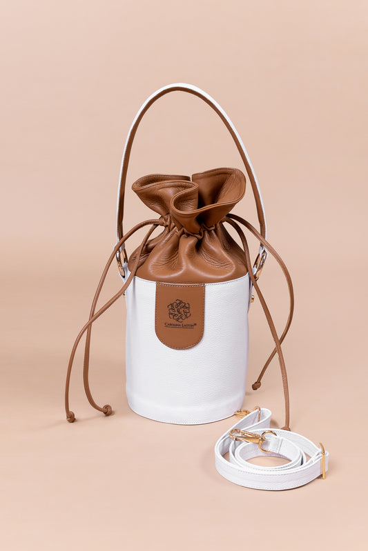 Bolso Anya - Cuero Blanco x Miel - Carolina Laiton