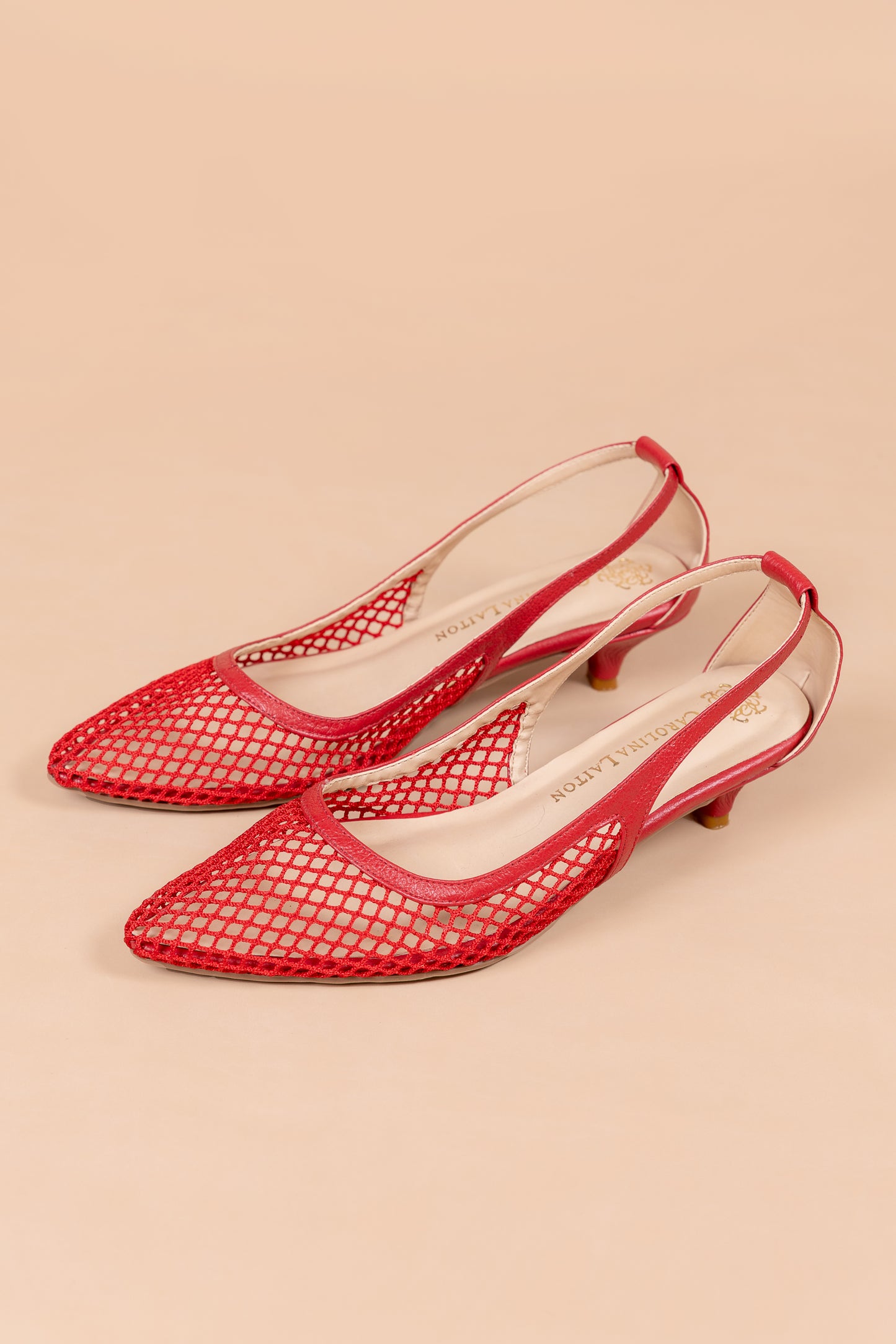 Stiletto Amira - Cuero Rojo -Tacón 3.5 cms - Carolina Laiton