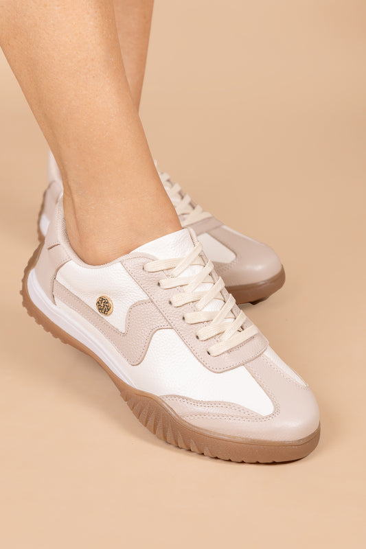 Tenis Soul Cuero Blanco Talco x Nude- Carolina Laiton