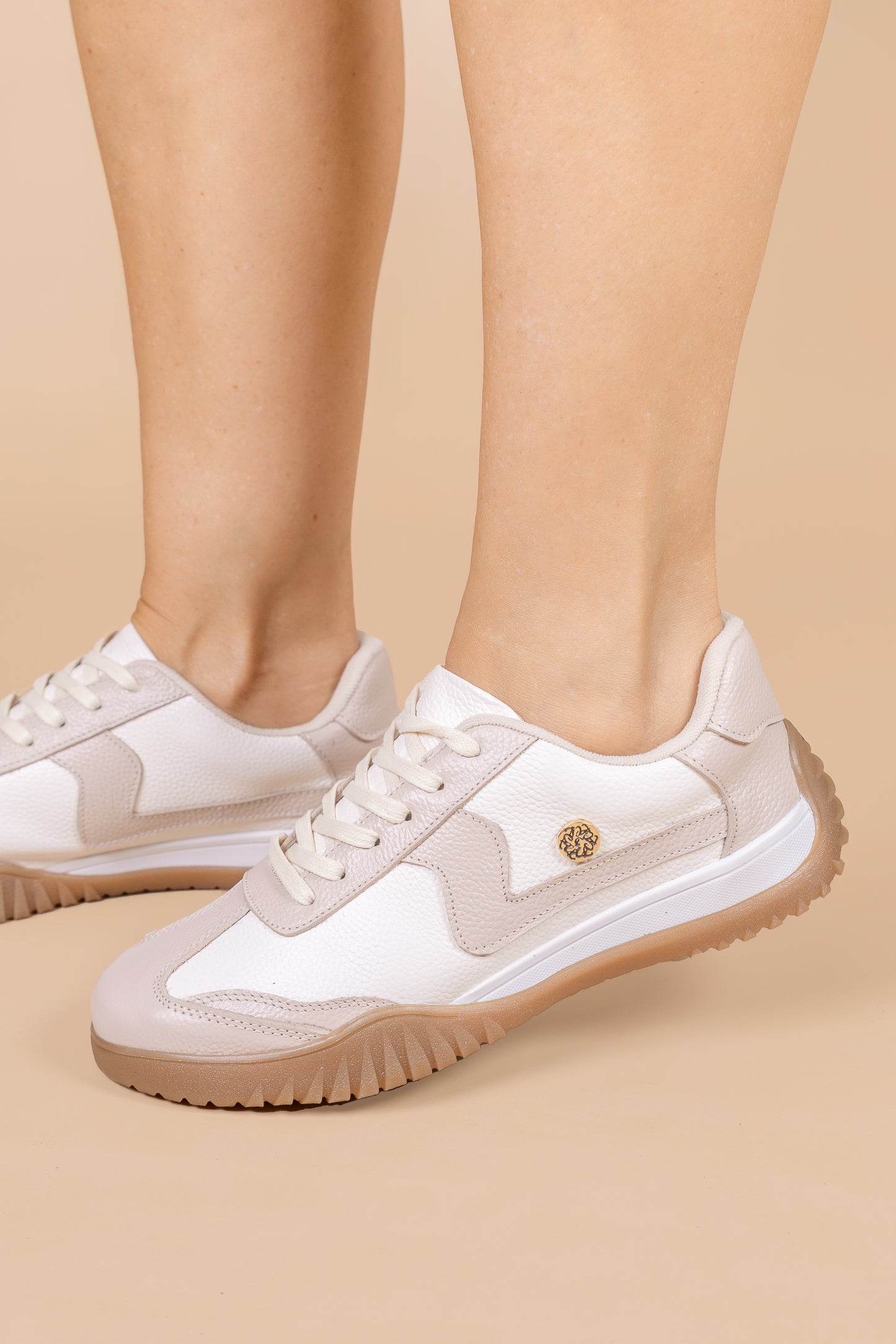 Tenis Soul Cuero Blanco Talco x Nude- Carolina Laiton