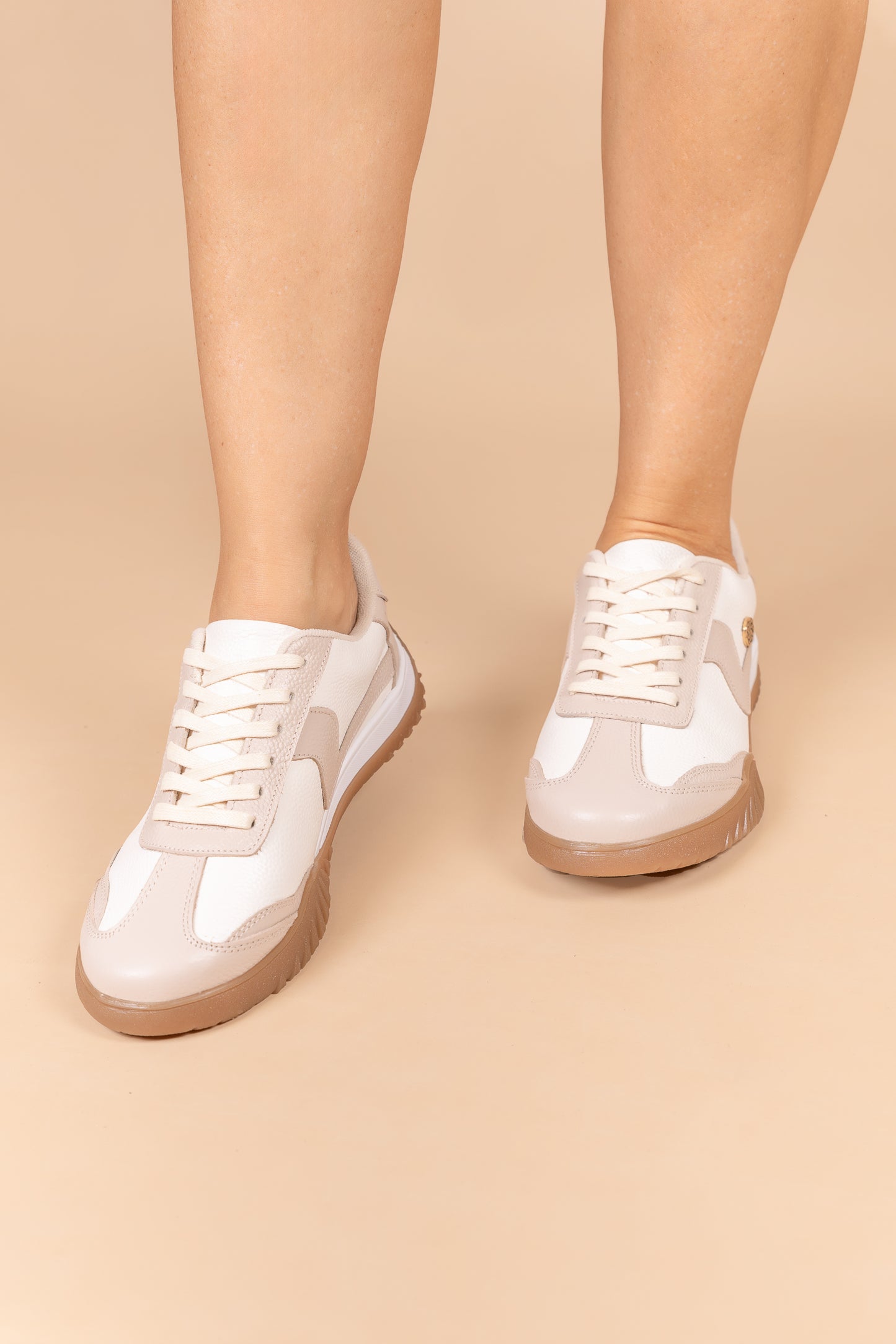 Tenis Soul Cuero Blanco Talco x Nude- Carolina Laiton