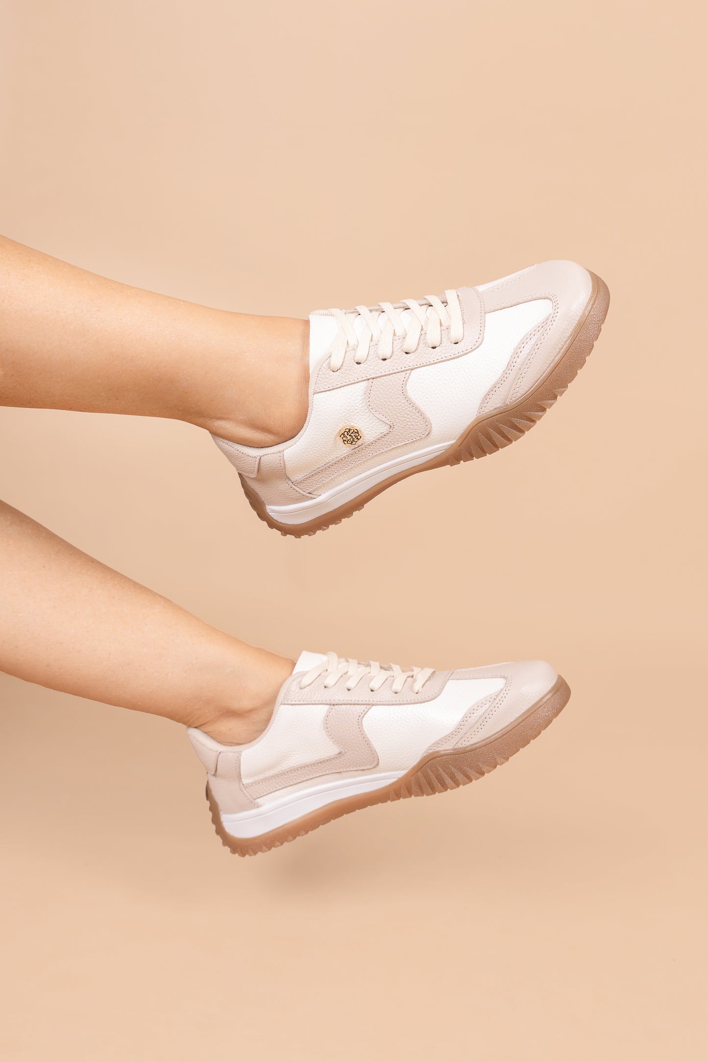 Tenis Soul Cuero Blanco Talco x Nude- Carolina Laiton