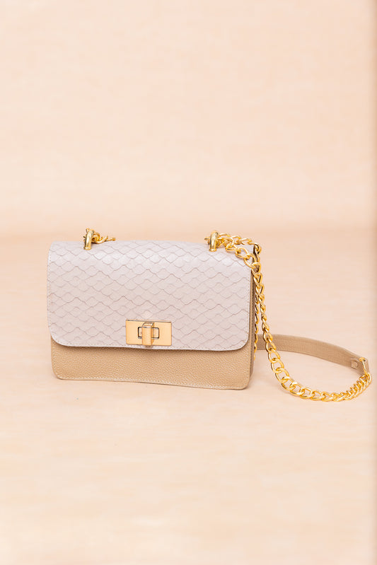 Bolso Surii en Cuero Nude x Croco Beis - Carolina Laiton