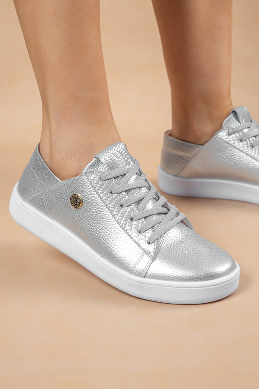 Tenis Alma Cuero Plata - Carolina Laiton