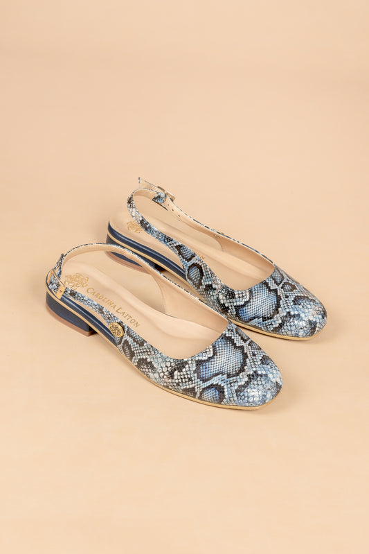 Baleta Dree - Color Animal Print Azul - Carolina Laiton
