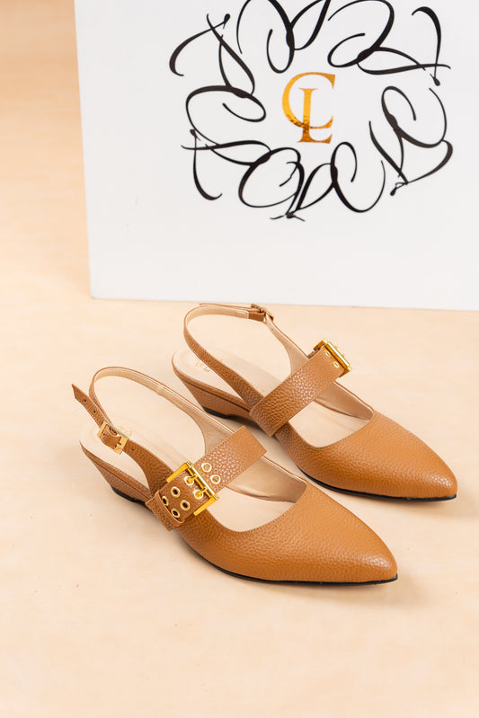 Stiletto Andy - Cuero Miel Leidy - Tacon kitten heel 3.5 cms - Carolina Laiton