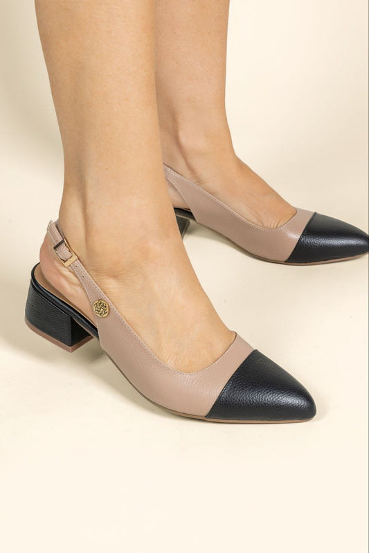 Stiletto bicolor Cuero Colores Combinados - Tacón 3.5 cms- Carolina Laiton