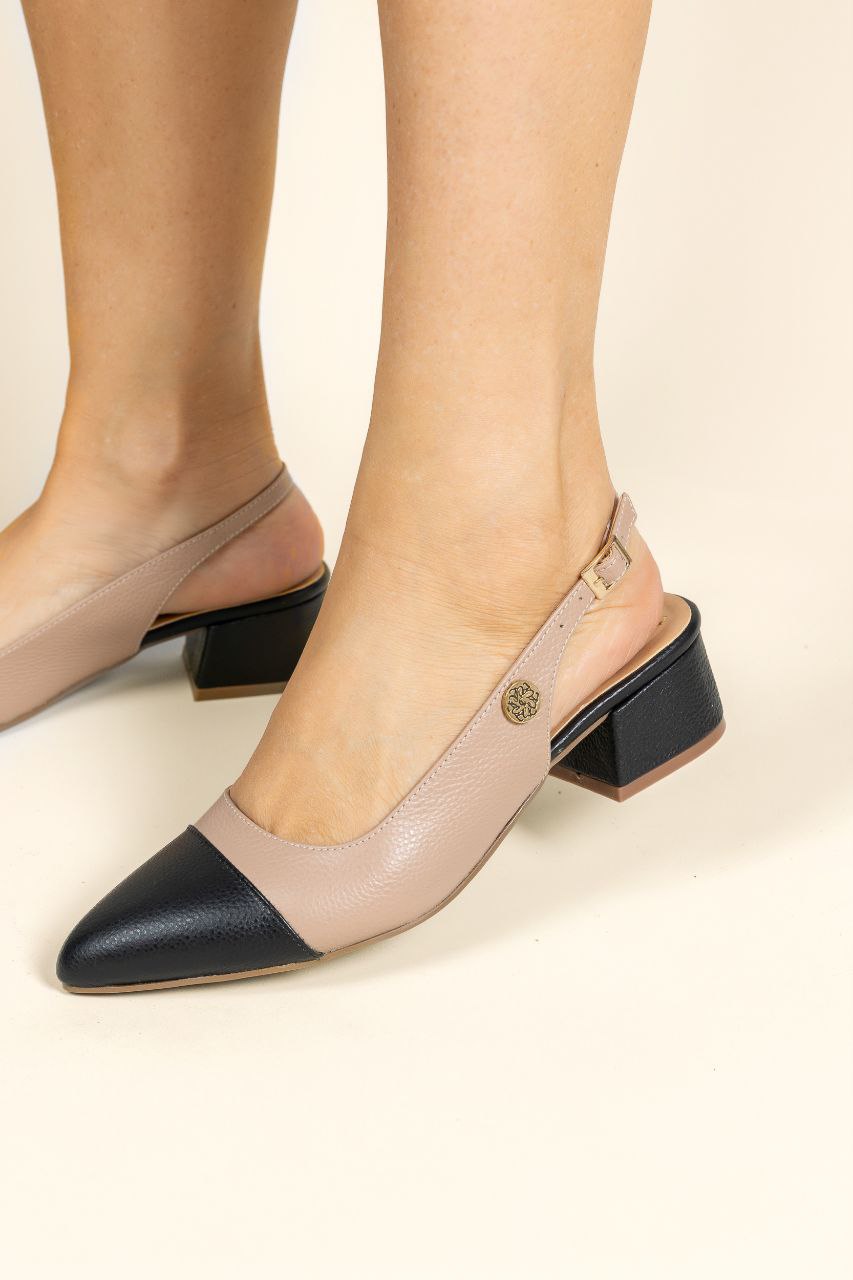 Stiletto bicolor Cuero Colores Combinados - Tacón 3.5 cms- Carolina Laiton