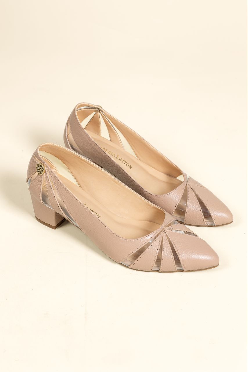 Stiletto Alani Cuero Avellana - Tacon 3.5 cms- Carolina Laiton