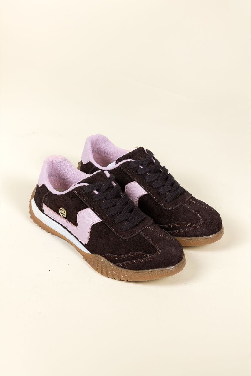 Tenis Soul Cuero Cafe x Rosa- Carolina Laiton
