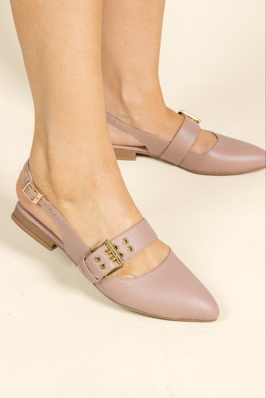 Baleta Cindy - Cuero Color Nude- Tacon 1.5 cms- Carolina Laiton