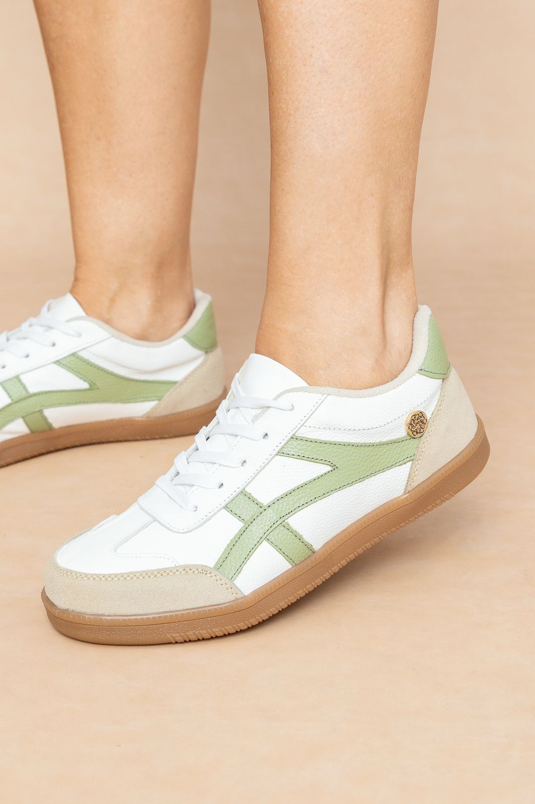 Tenis Lexy Cuero Blanco x Verde- Carolina Laiton