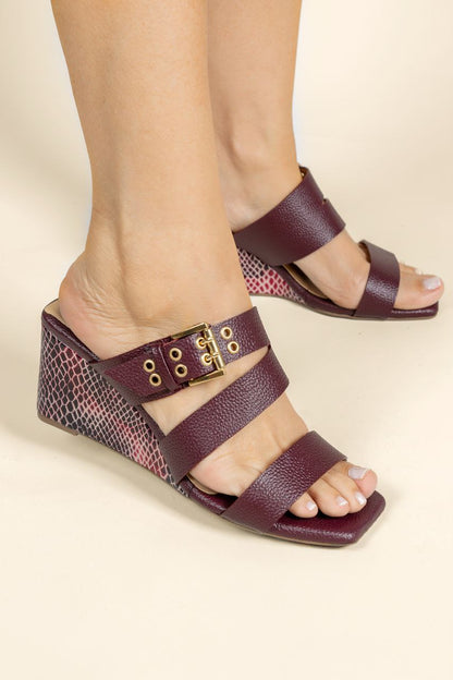 Sandalia Siena Cuero Cafe - Tacón corrido 6.5 cms- Carolina Laiton