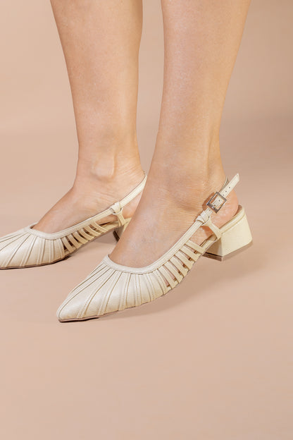 Stiletto Lux - Cuero Blanco Talco -Tacón 3.5 cms - Carolina Laiton