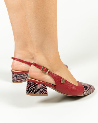 Stiletto Carla Cuero Borgoña - Tacón 3.5 cms- Carolina Laiton