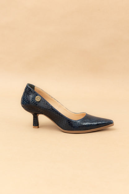Stiletto Sonia - Cuero Charol Serpiente Azul  -Tacón 3.5 cms - Carolina Laiton