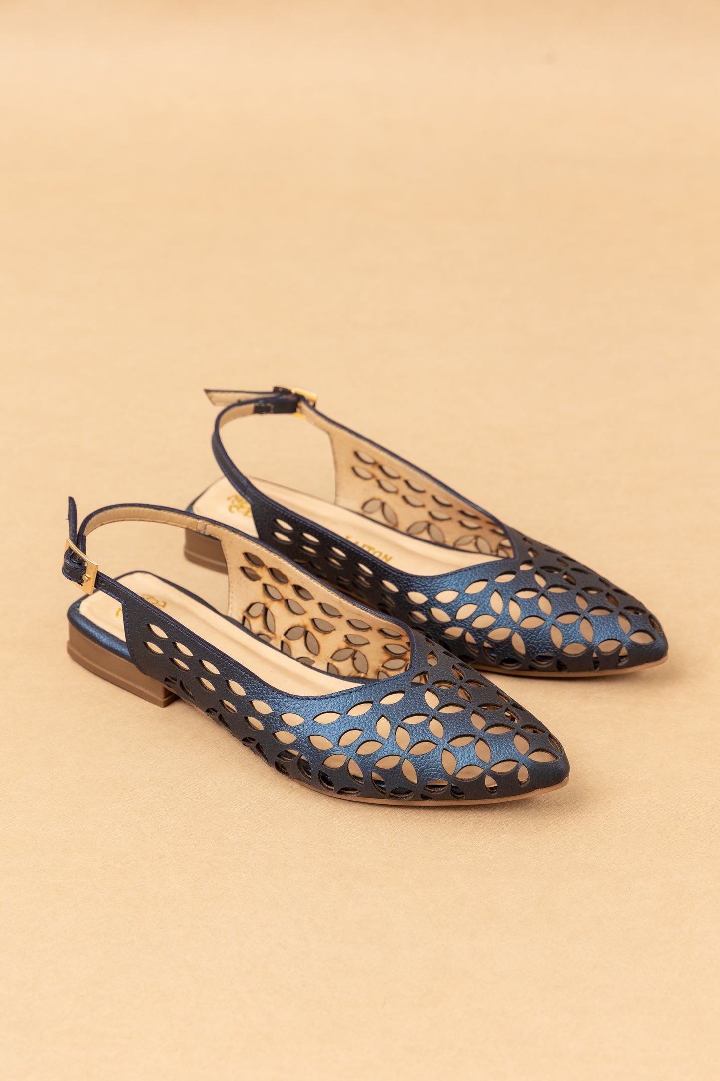 Baleta Mary Cuero Azul - Carolina Laiton