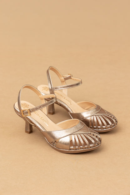 Sandalia Chanel - Cuero Oro - Tacón 5.5 cm- Carolina Laiton