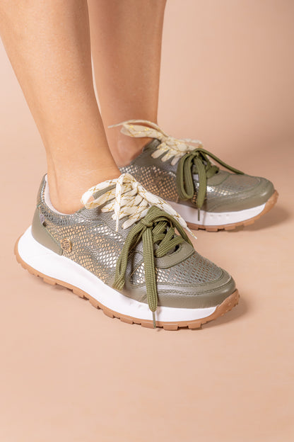 Tenis Lume - Cuero Verde Oliva- Carolina Laiton