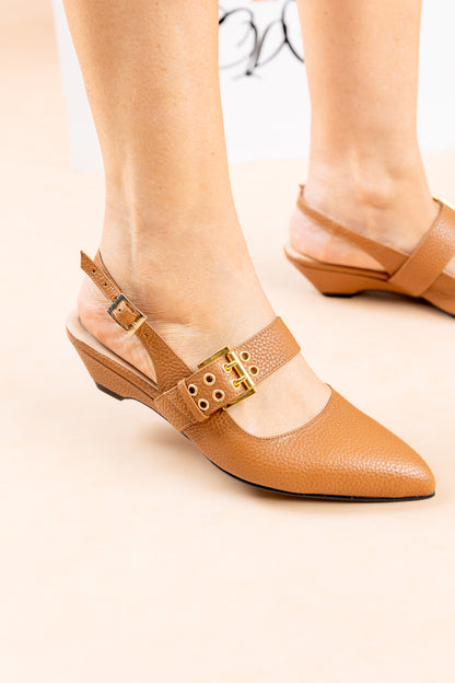 Stiletto Andy - Cuero Miel Leidy - Tacon kitten heel 3.5 cms - Carolina Laiton