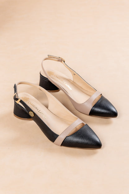 Stiletto Arianna Cuero Colores Combinados - Kitten heel 3.5 cms - Carolina Laiton