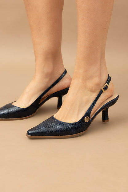 Stiletto Zury - Cuero Charol Serpiente Negro  -Tacón 3.5 cms - Carolina Laiton