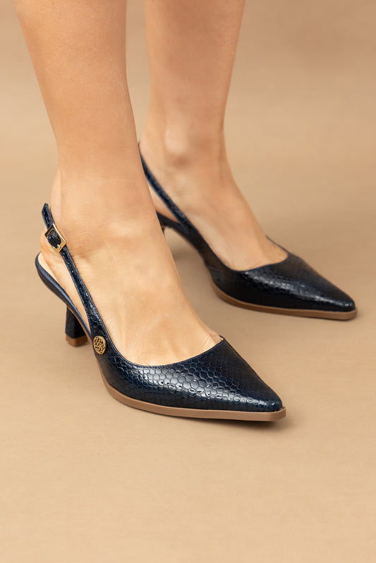 Stiletto Zury - Cuero Charol Serpiente Negro  -Tacón 5.5 cms - Carolina Laiton