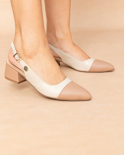 Stiletto bicolor Cuero Colores Combinados - Tacón 3.5 cms- Carolina Laiton