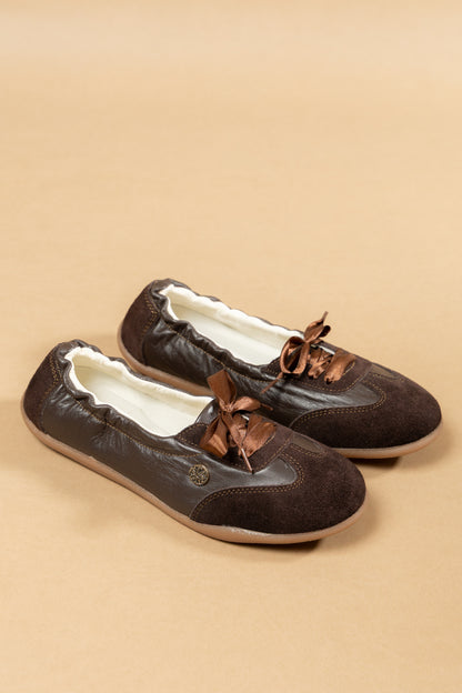 Tenis Baleta Veronica Cuero Chocolate- Carolina Laiton