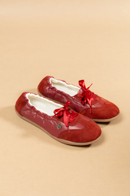 Tenis Baleta Veronica Cuero Rojo- Carolina Laiton