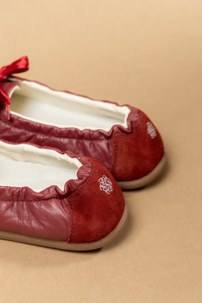Tenis Baleta Veronica Cuero Rojo- Carolina Laiton