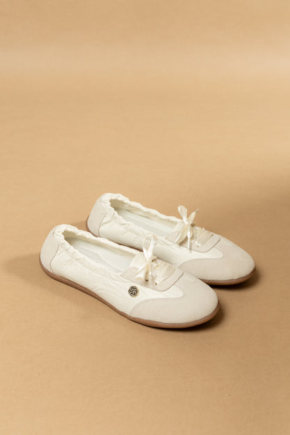 Tenis Baleta Veronica Cuero Beige- Carolina Laiton