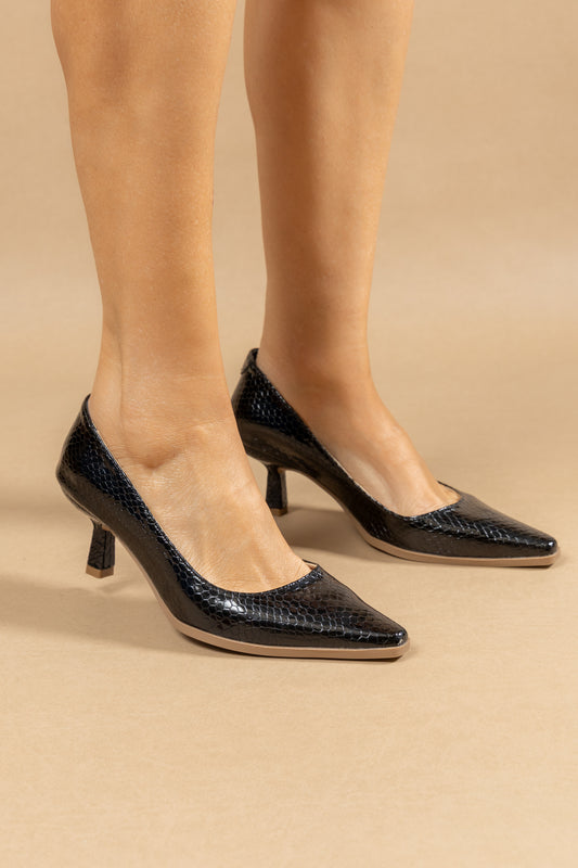 Stiletto Francy - Cuero Italiano Brisa Negro -Tacón 5.5 cms - Carolina Laiton