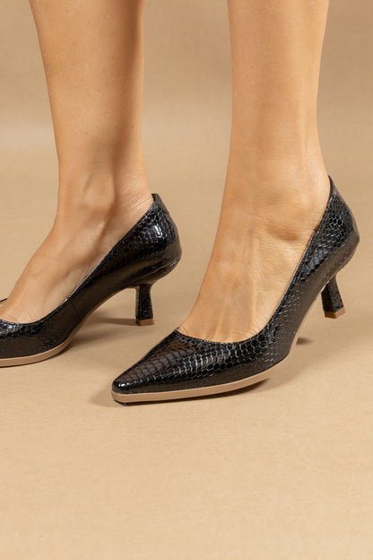 Stiletto Francy - Cuero Italiano Brisa Negro -Tacón 5.5 cms - Carolina Laiton