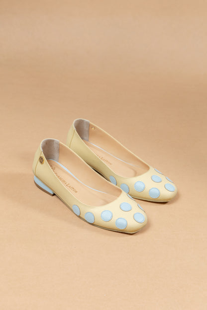 Baleta Juliete Cuero Amarillo x Celeste- Carolina Laiton