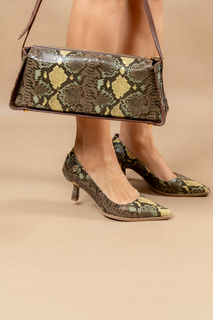 Bolso Gala en Cuero Italiano Pitón - Carolina Laiton