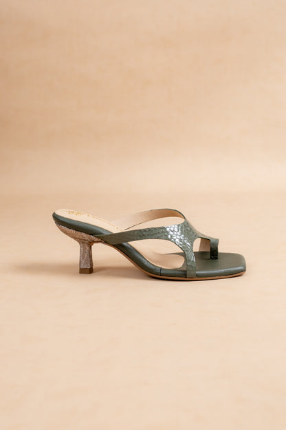 Sandalia Eloisa - Cuero Verde- Tacon 5.5 cm - Carolina Laiton