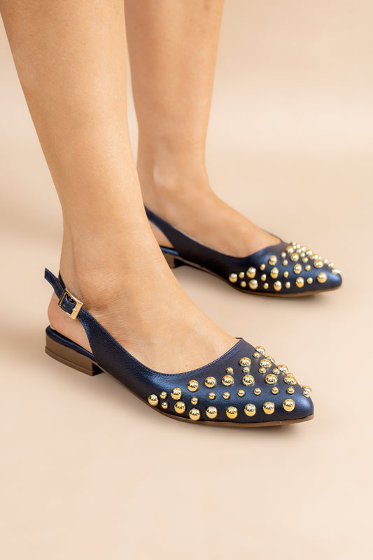 Baleta Louise Cuero Azul - Carolina Laiton